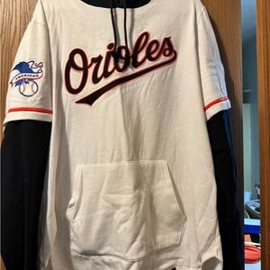 Orioles ‘47 Brand Jersey Hoodie with Black Sleeves.